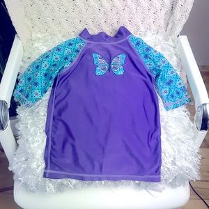Girl’s Size 5 Butterfly Swim Shirt Bathing Suit